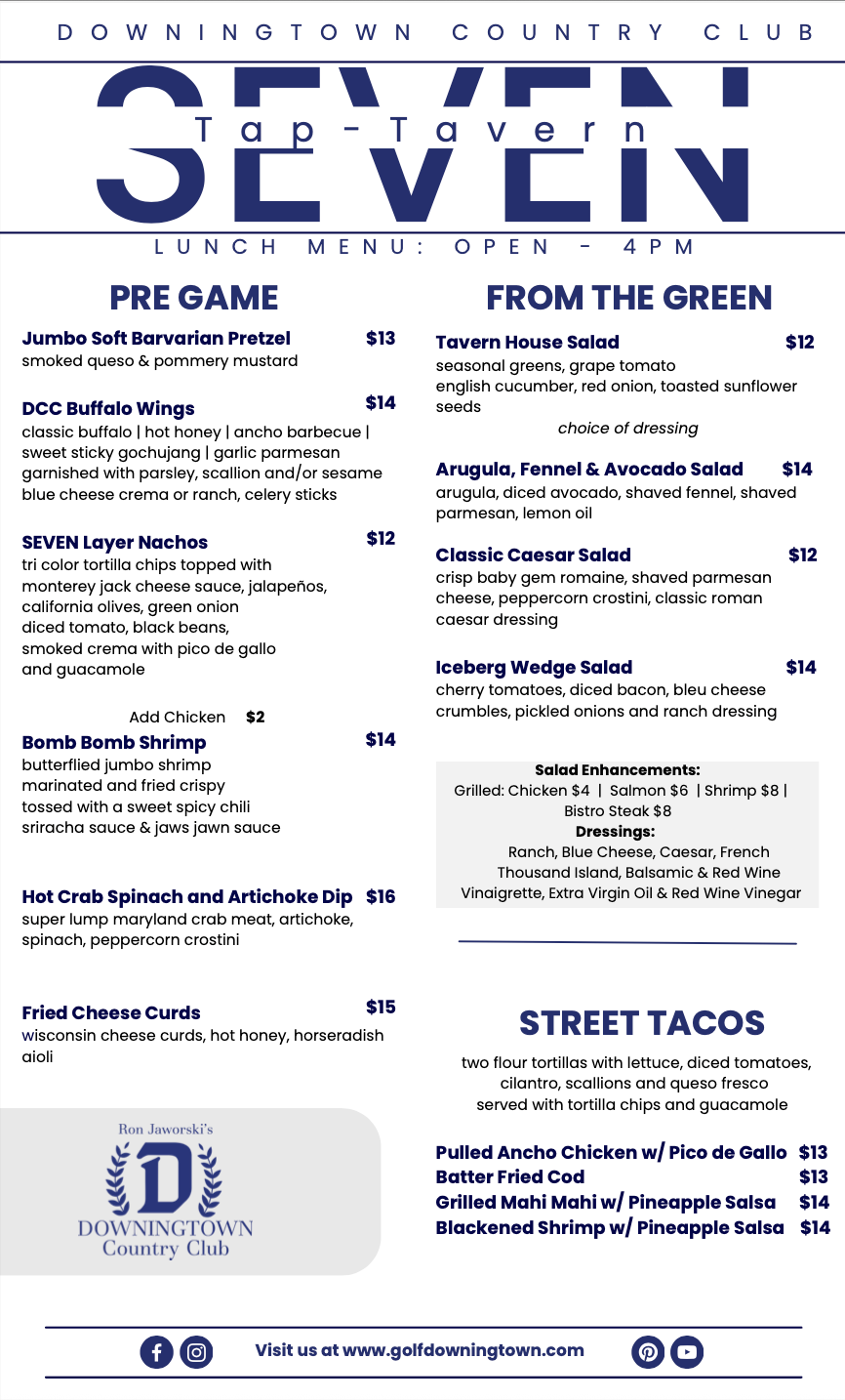 Downingtown Lunch Menu at Seven Tap-tavern